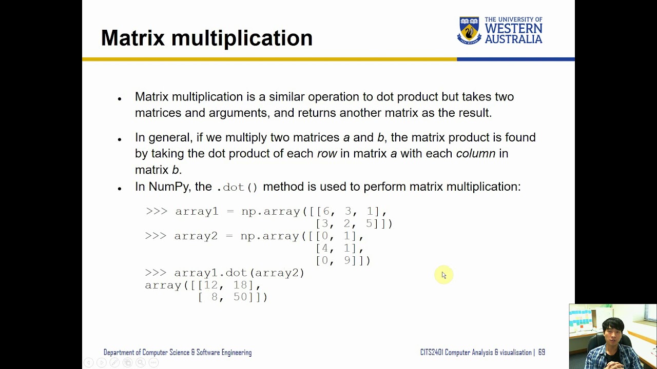 CITS2401 - 9.4. NumPy and linear algebra - YouTube