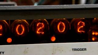 Nixie tube clock, repurposed Cold War era military test equipment.
Repurposed a piece of 1960s era military frequency counter unit, instrument fashioned into a clock utilizing the original Neon gas filled readout display tubes (Nixies). Original test instrument had suffered a power supply failure which blew a number of the Germanium transistors so I decided to resurrect the device rather than scrapping it out for parts. Nixie tube clock, repurposed Cold War era military test equipment.