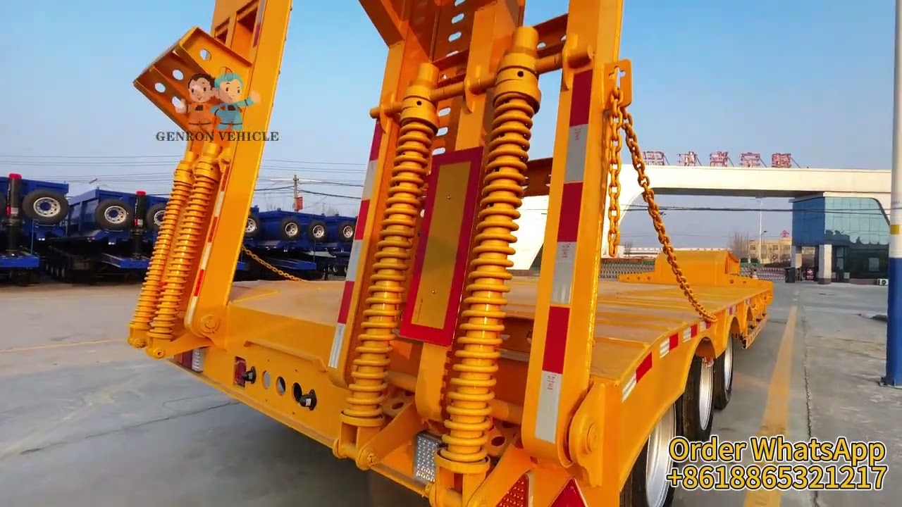 3 axles 70T lowbed semi trailer can transport heavy duty mechinery and equipment and other goods.