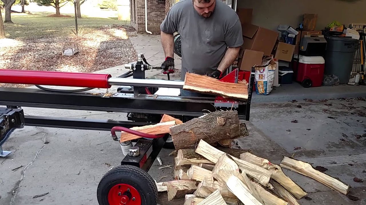 running the log splitter - YouTube
