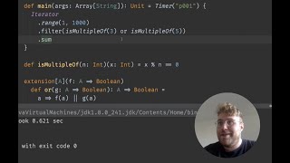 Project Euler 1: Multiples of 3 or 5 (scala worked solution)