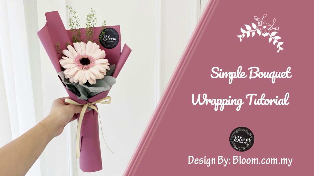 Simple Flower Bouquet Wrapping Tutorial, Flower Bouquet Wrapping Technique  & Ideas, 非洲菊花束包装