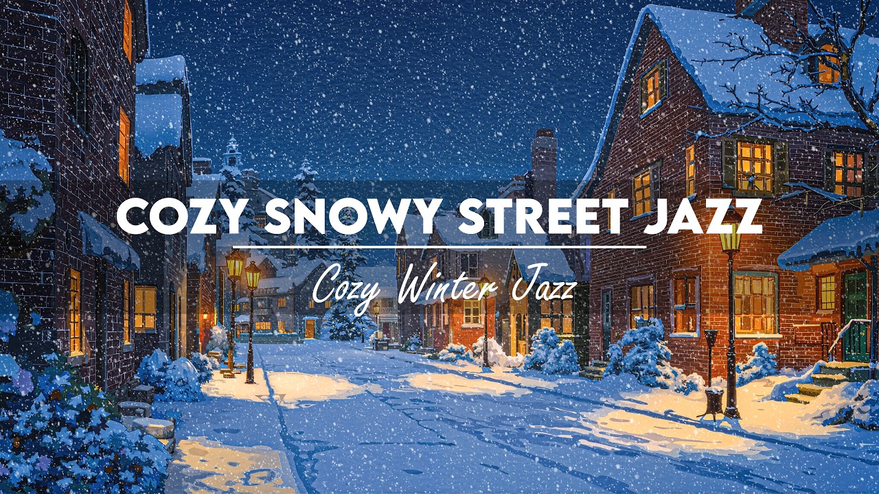 🎷 Cozy Snowy Street Jazz | Relaxing Vintage Jazz Night Ambience ❄️🏡