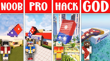 Minecraft  DOMINO`S PIZZA ROOMS BUILD CHALLENGE - NOOB vs PRO vs HACKER vs GOD / Animation