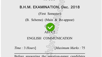 2018 Dcrust BHM 1st Sem English Communication Question Paper