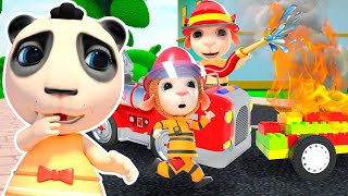 The Fire Brigade Extinguishes The Car | Cartoon for Kids | Dolly and Friends - Thailand