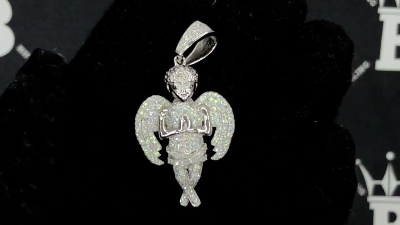 Cherub Angel Praying VVS Moissanite Pendant .925 Sterling Silver Iced Out Jewelry YouTube