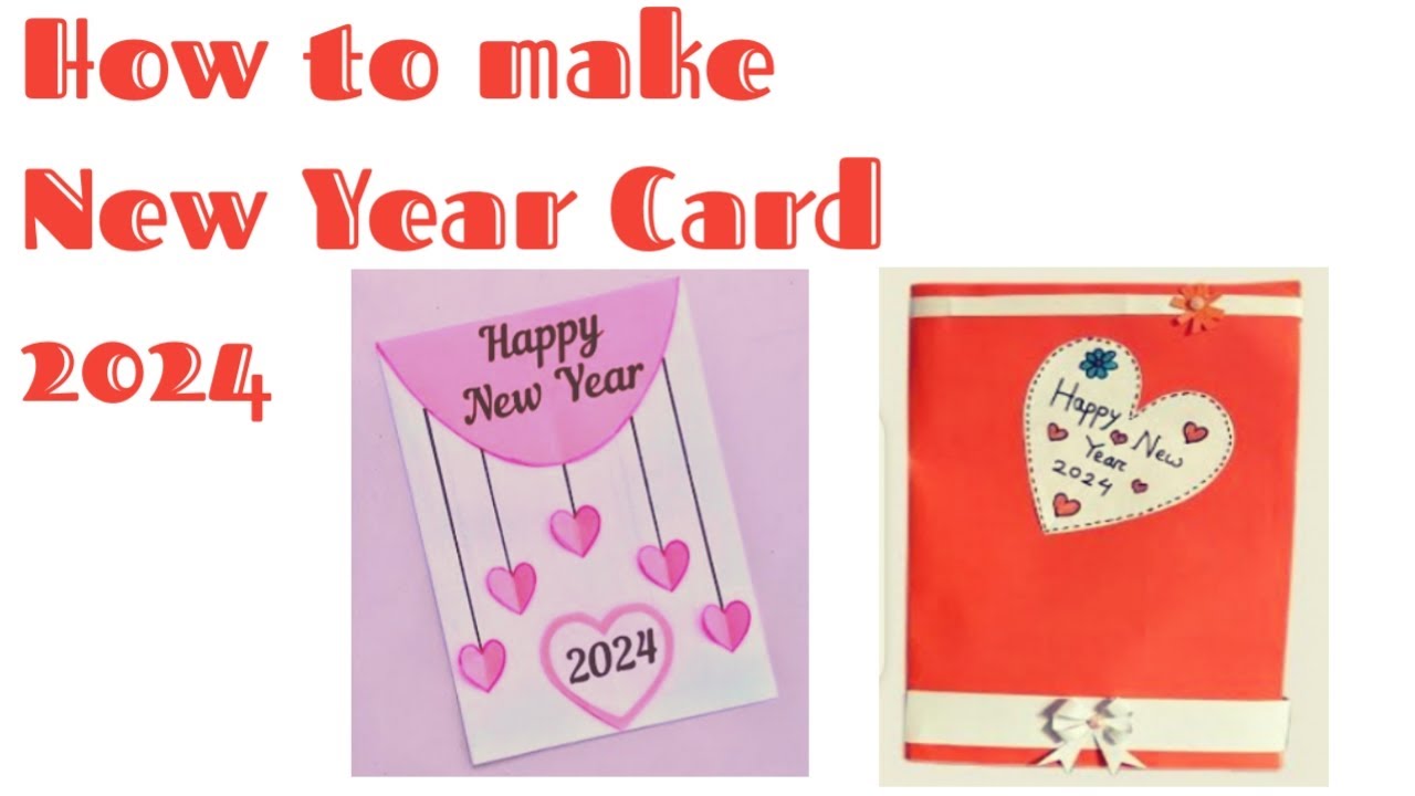 Happy New Year Card 2024 || How to make New year greeting card 2024 ...