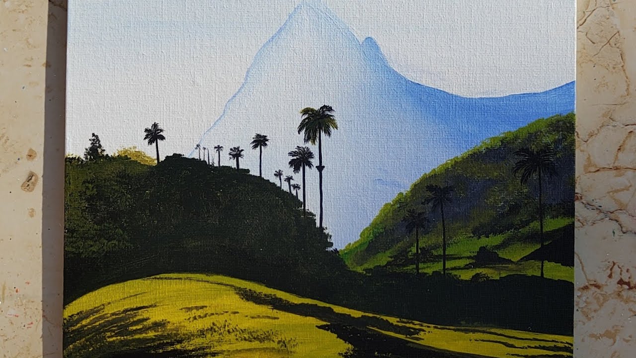 Learn: Layering And Shading For REALISTIC GRASS And MISTY PEAKS🍃⛰️ | Easy Acrylic Painting Technique