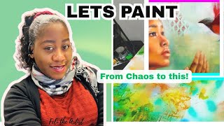 Full Acrylic and Oil Painting Process| Surreal Painting Woman and Bird