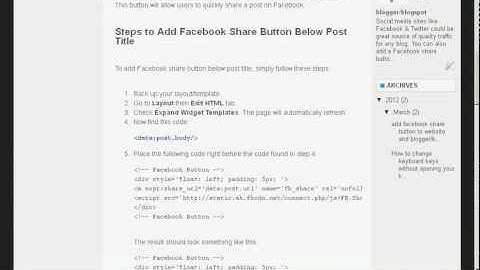 add facebook share button to website /blogger/blogspot