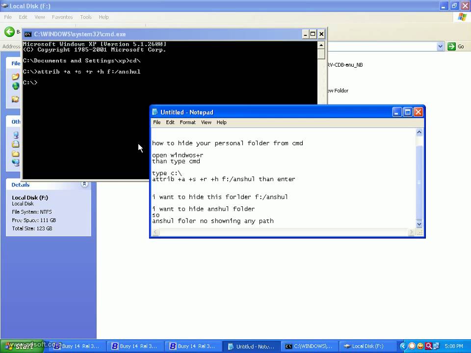 How to Hidden Private Folders & Files in computer From command promote