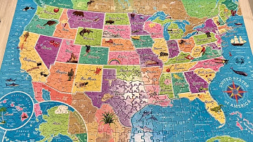 【ASMR】Soft Spoken Doing  a Jigsaw Puzzle | Map of the USA🇺🇸