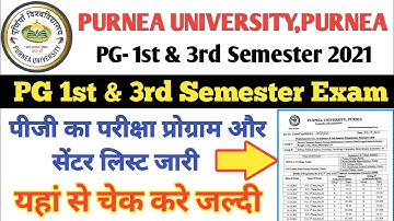 Purnea university PG 1st & 3rd semester Examination program and center list 2021| पीजी 1 &3 सेमेस्टर