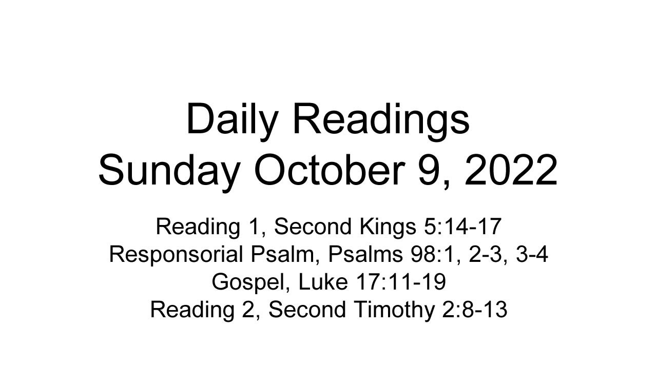 Daily Reading for Sunday October 9, 2022 YouTube