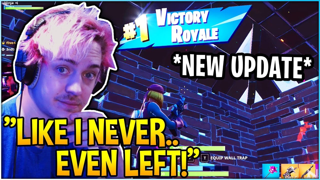 NINJA WINS HIS FIRST GAME BACK ON FORTNITE & LOVES THE *NEW* UPDATE