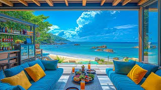 Summer Seaside Bar Ambience  Smooth Jazz Bossa Nova Music And Sea Waves Sounds For Good Mood