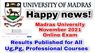 Madras University November 2021 Exam Results Published for all Ug and Pg Professional Courses👍