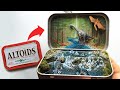 Pocket diorama spinosaurus fishing in a resin waterfall