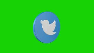Twitter 3D logo footage Green Screen Animated 3D 1080p Cinema 4d