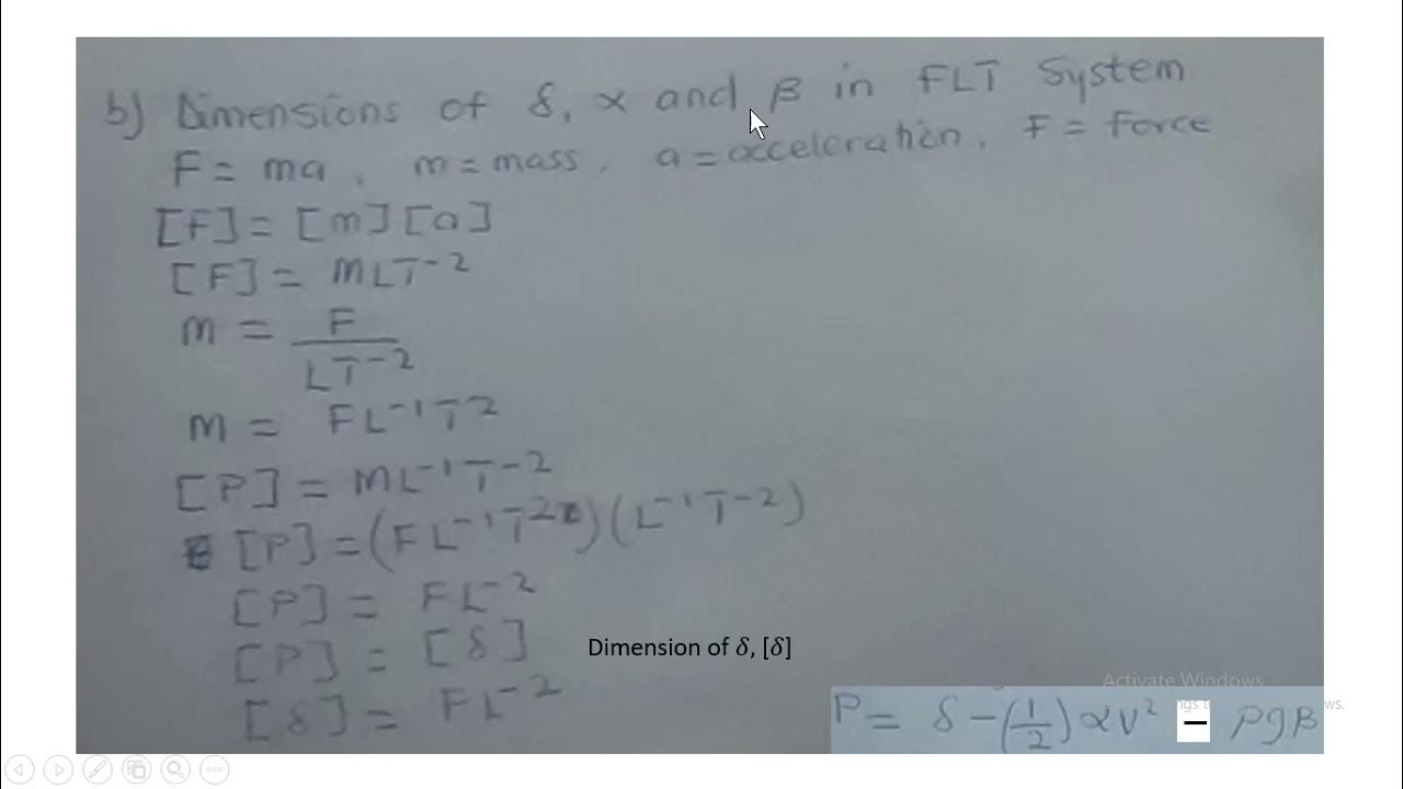 Dimensional analysis in MLT and FLT systems. Lecture 7 YouTube