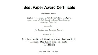 The Winner of Best Paper Award, IoTBDS 2020 screenshot 1