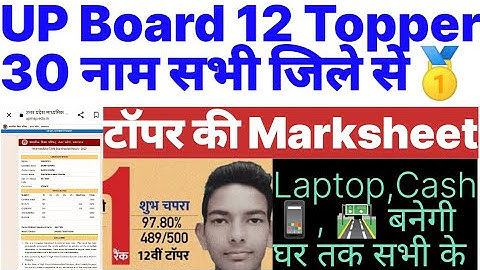 UP Board 12 Toppers Name List 2023 Shubh Chapra Marksheet, Laptop, Mobile, Road