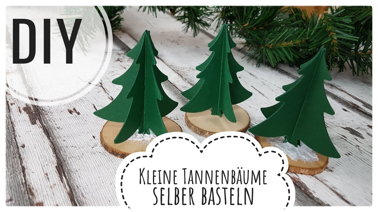 Kleine Tannenbäume aus Papier und Holz selberbasteln DIY [Tutorial