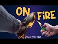 I&#39;m on fire !!! Mexican shoe shine show his relaxing ASMR flame technique