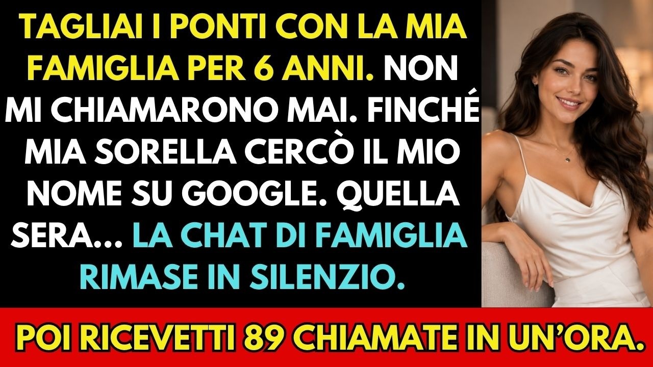 Dopo sei anni di silenzio totale, mia sorella mi ha chiamata ottantanove volte in un'ora. Non si erano fatti vivi quando stavo annegando, ma avevano appena scoperto che sapevo nuotare. Quando ho...