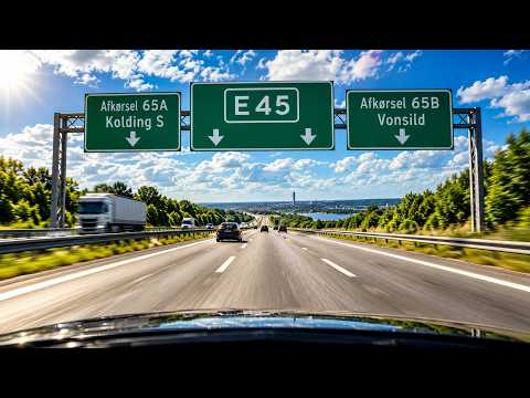 E45 Denmark Timelapse | Kolding S (65A) → Vonsild (65B) | Scenic Highway Drive