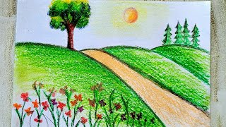 SCENERY OF SPRING SEASON DRAWING WITH OILPASTEL / PASTEL BOYA İLE İLKBAHAR ÇİZİMİ #spring #ilkbahar