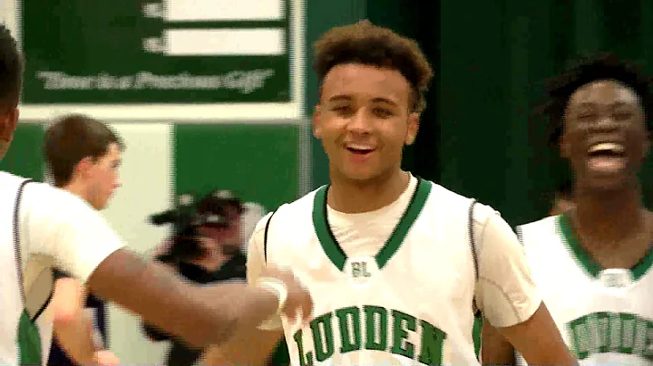 Bishop Ludden Basketball alley-oop in 101-44 win o...