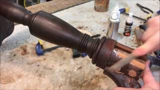 REPAIR- MAHOGANY CANDLESTAND CIRCA 1810 ( PART 1/2)  ANTIQUE RESTORATION