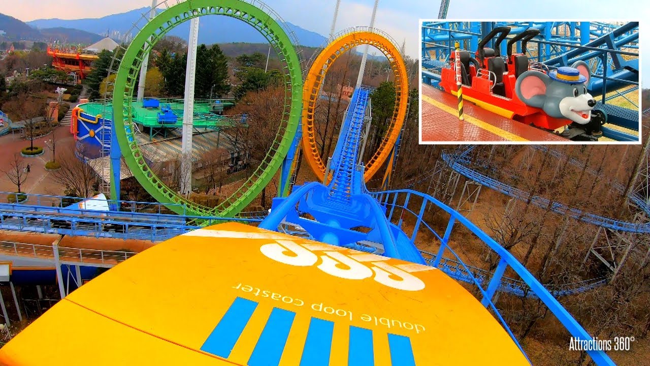 Double Loop Coaster & Crazy Mouse Coaster - Seoul Land Theme Park - YouTube