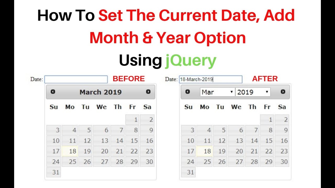 Jquery Datepicker Set Default Date Dynamically Month And Year Ver 3 3 1 Youtube