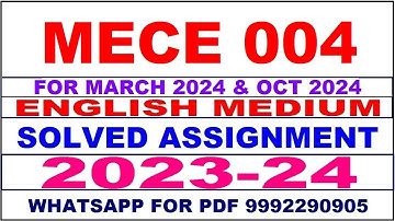 mece 004 solved assignment 2023-24 | mece 4 solved assignment in english 2024 | mece 4 2024