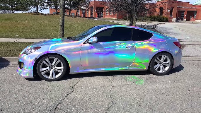 VViViD Black Chrome Holographic walk-around Hyundai Genesis Coupe vinyl  wrap 