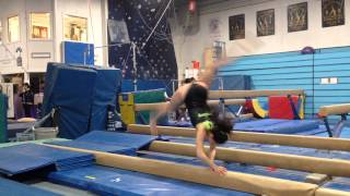 First day trying my new back handspring layout step out layout step out series on low beam