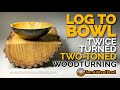 Gambar cover Firewood Log to Bowl Twice-Turned Ebony Mulberry Wood Bowl - Woodturning