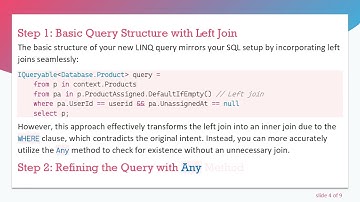 Transforming LINQ to Entities with a Left Join for Improved Performance