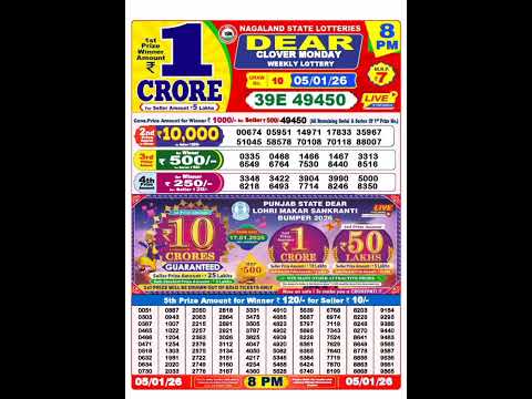 Nagaland State Lottery Sambad 8 PM Result Today 05 01 2026 