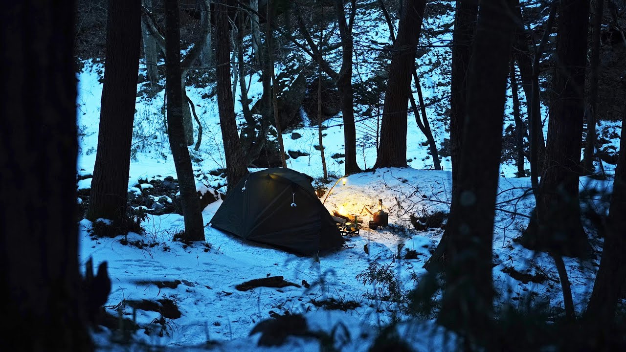 初心者必見！頑張らないソロキャンプ！ソロドームの魅力と氷点下の森を焚き火だけで過ごす雪中キャンプ【ASMR】