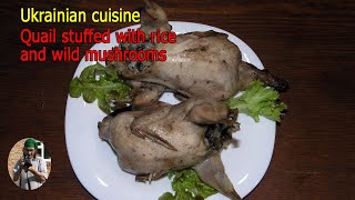 Quail stuffed with rice and wild mushrooms