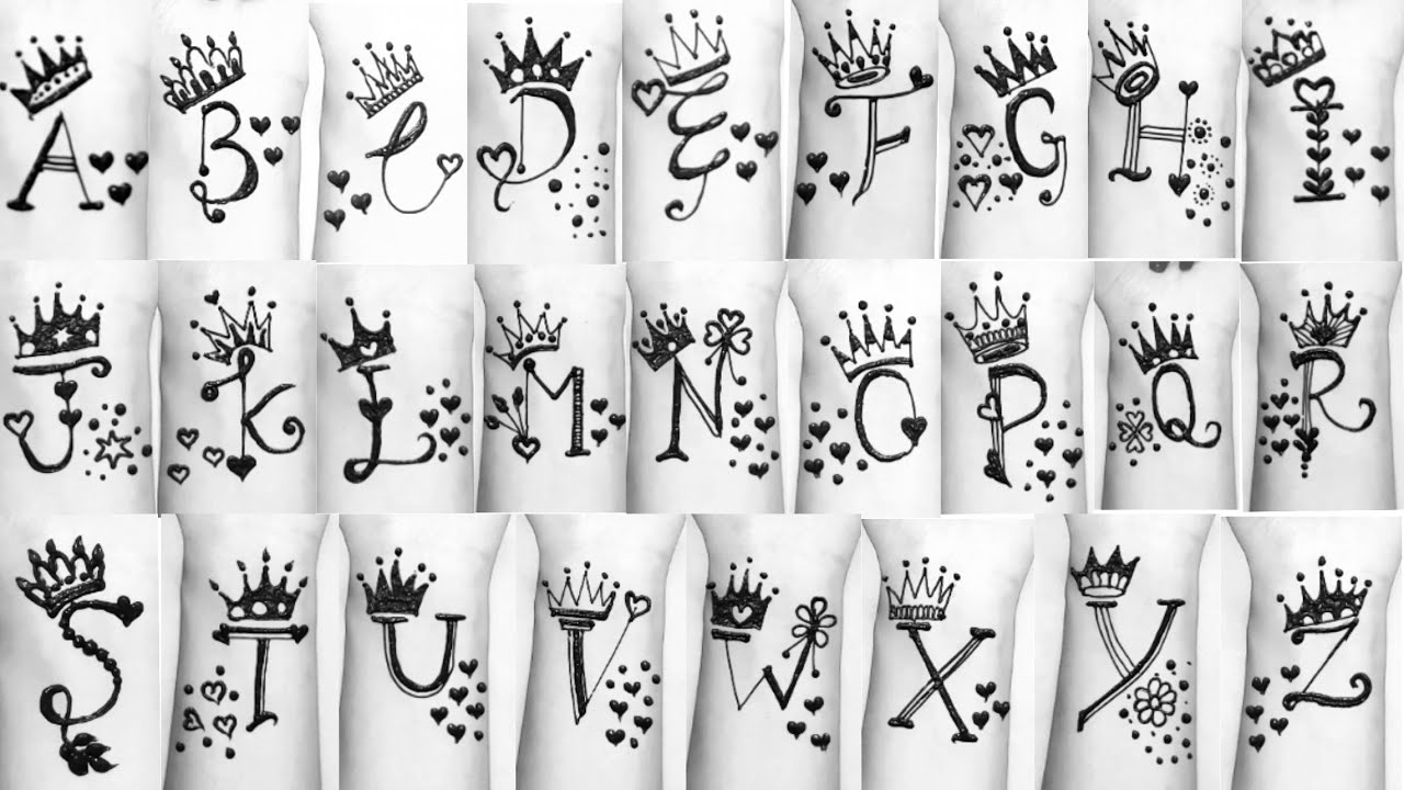 Alphabets with Crown Designs  A to Z letter Tattoo Designs  Dollyarts 