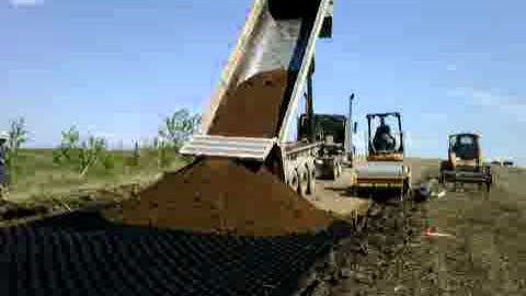 On-site Infill Being Placed in GEOWEB® Geocell for a Haul Road