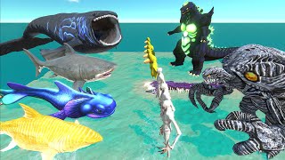 Aquatics Battle - The Bloop VS Super Godzilla + Giant Centipede - Animal Revolt Battle Simulator
