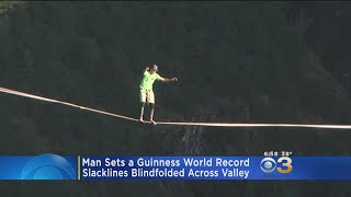 Man Sets A Guinness World Record By Walking Slacklines Blindfolded