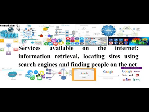 Services available on the internet information retrieval, locating sites using search engines and fi