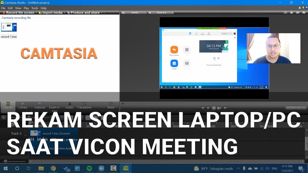 Cara merekam screen laptop pc saat vicon meeting zoom teams cisco